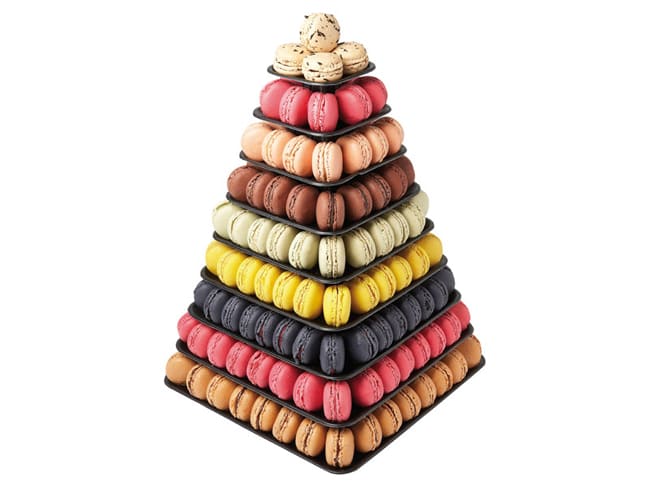 Pyramide à macarons version carrée - noire - Présentoir à gâteau