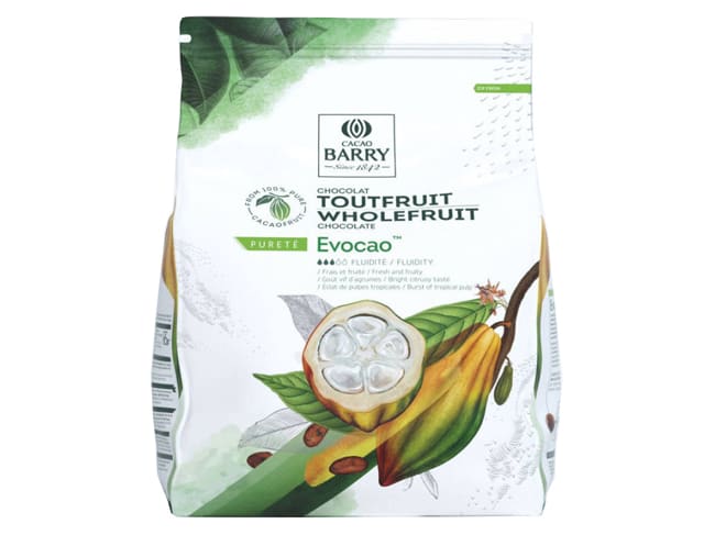 Chocolat noir Evocao 72% Toutfruit - 500 g - Cacao Barry