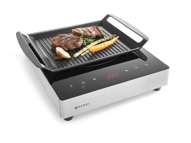 Grill de cuisson en fonte - compatible induction - 39 x 26 cm - Hendi