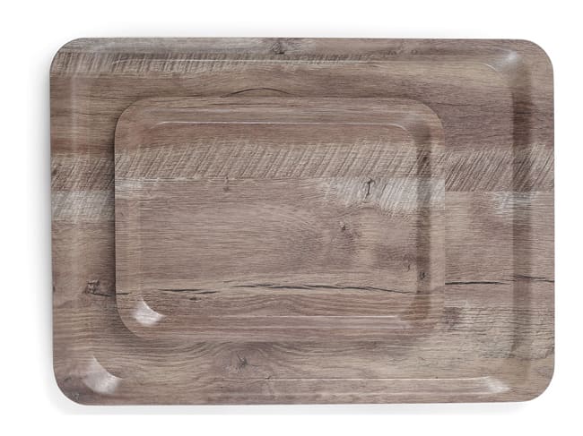 Plateau de service mélamine - imprimé bois foncé - 35 x 24 cm - Hendi