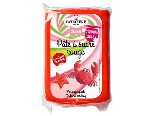 Pâte à sucre rouge - sans huile de palme - 250 g - La Patelière