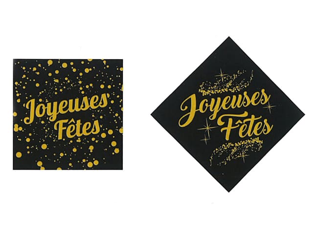 Carrés Joyeuses Fêtes (x 24) - décoration de gâteau