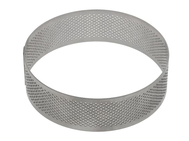 Cercle à tarte perforé inox - ht 3,5 cm - Ø 10 cm - Mallard Ferrière