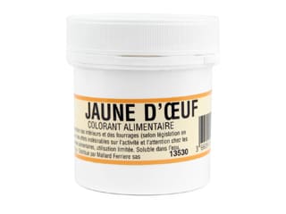 Colorant poudre jaune d'œuf E102/E129 - hydrosoluble - 20 g - Mallard Ferrière