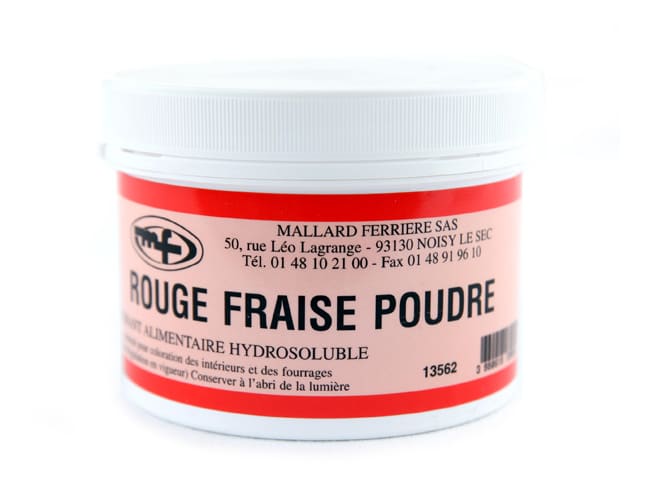 Colorant poudre rouge fraise E129 - hydrosoluble - 50 g - Mallard Ferrière