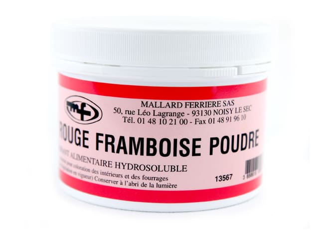 Colorant poudre rouge framboise E122 - hydrosoluble - 100 g - Mallard Ferrière