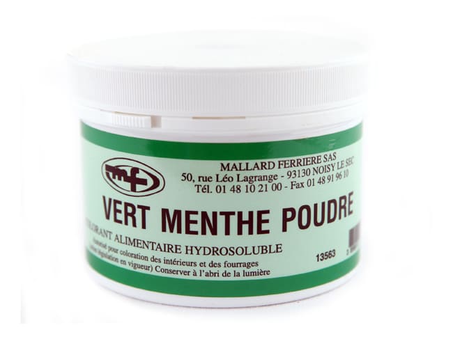 Colorant poudre vert menthe E102/E131 - hydrosoluble - 100 g - Mallard Ferrière