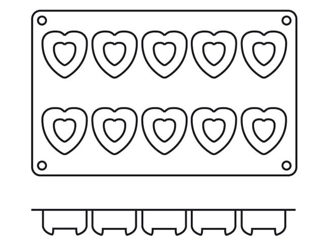 Moule silicone Silicon Flex - 10 savarins coeur 5,6 x 5,2 cm - 30 x 17,5 cm - Silikomart