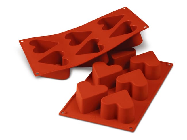 Moule silicone Silicon Flex - 6 coeurs Ø 6,5 cm - 30 x 17,5 cm - Silikomart