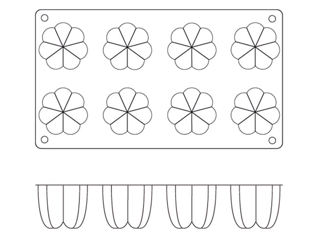 Moule silicone Silicon Flex - 8 charlottes Ø 7 cm - 30 x 17,5 cm - Silikomart