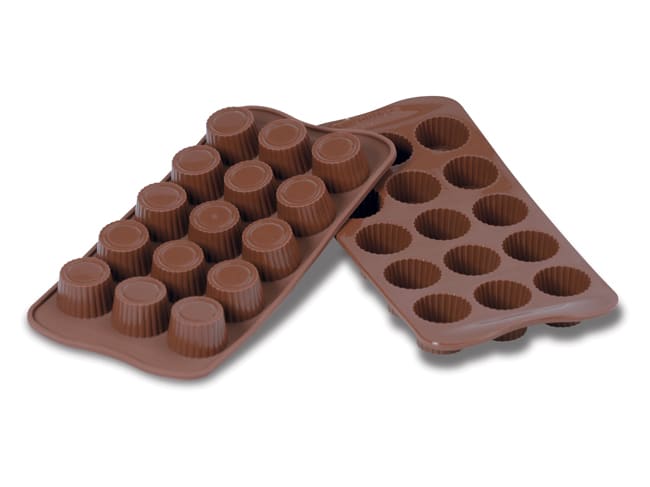 Moule silicone pour chocolat - 15 ronds nervurés - Easy Choc - Silikomart