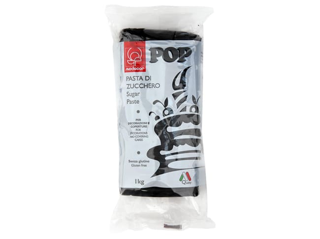 Pâte à sucre noire - Sachet de 1 kg - Modécor