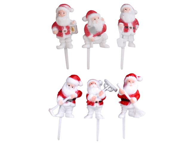 Pères Noël 6 modèles assortis (x 72) - Décoration gâteau