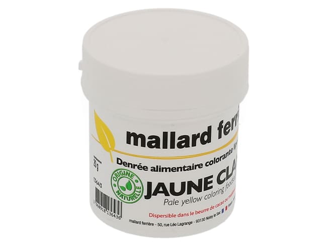 Poudre naturelle colorante 20 g - jaune clair - liposoluble - Mallard Ferrière