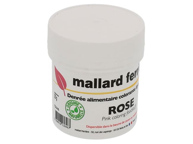 Poudre naturelle colorante 20 g - rose - liposoluble - Mallard Ferrière