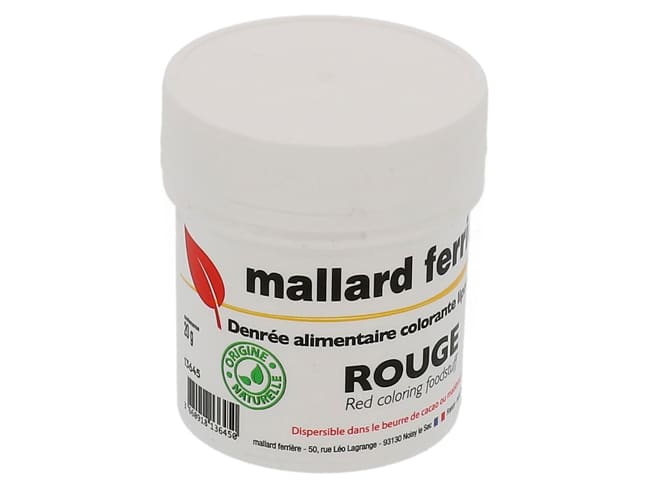 Poudre naturelle colorante 20 g - rouge - liposoluble - Mallard Ferrière