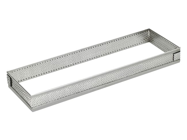 Rectangle à tarte perforé inox - ht 3,5 cm - 30 x 11 cm - Mallard Ferrière