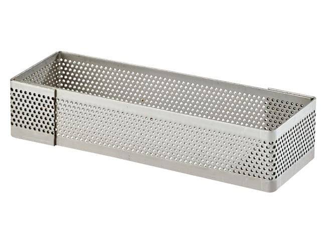 Rectangle à tarte perforé inox - Bord droit - 10 x 4 cm - Mallard Ferrière