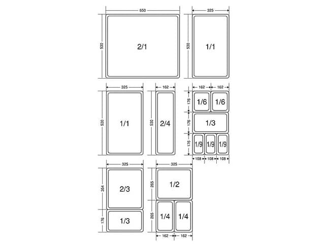 Bac gastronorme GN 1/1 - Ht 5,5 cm - Matfer