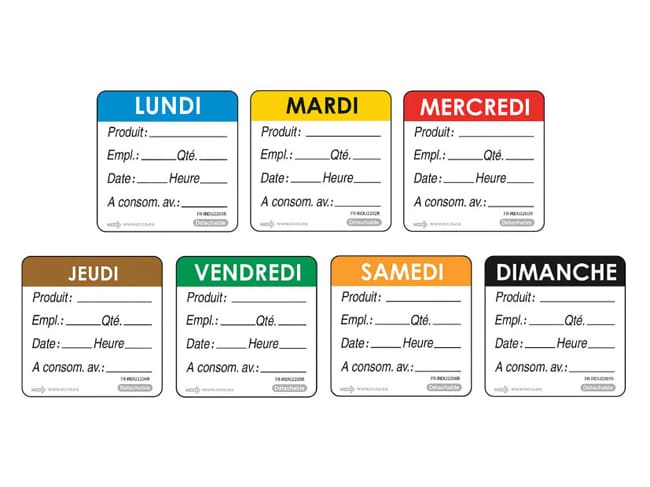 Etiquettes d'identification HACCP - Jeudi