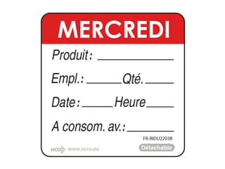 Etiquettes d'identification HACCP - Mercredi