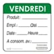 Etiquettes d'identification HACCP - Vendredi