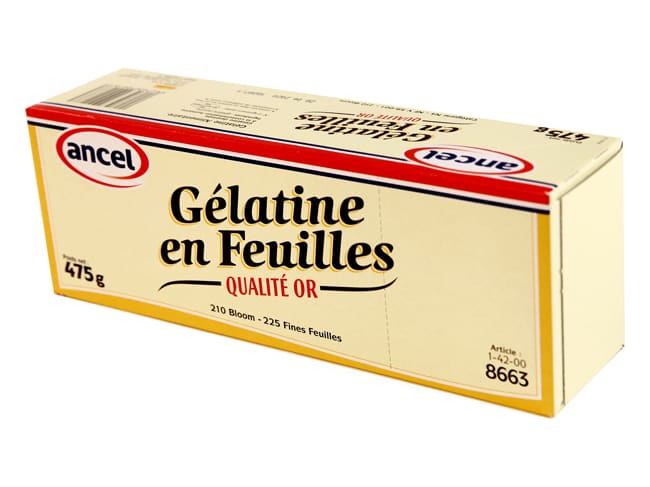 Feuilles de gélatine qualité or 210 bloom - origine porcine - 225 feuilles - Ancel