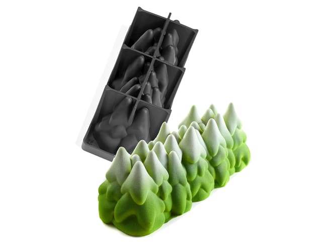 Moule à bûche silicone - Fôret de Sapins - 25 x 9 cm - Pavoni