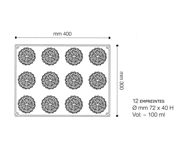 Moule silicone Saint-Honoré - 12 empreintes - 40 x 30 cm - Pavoni