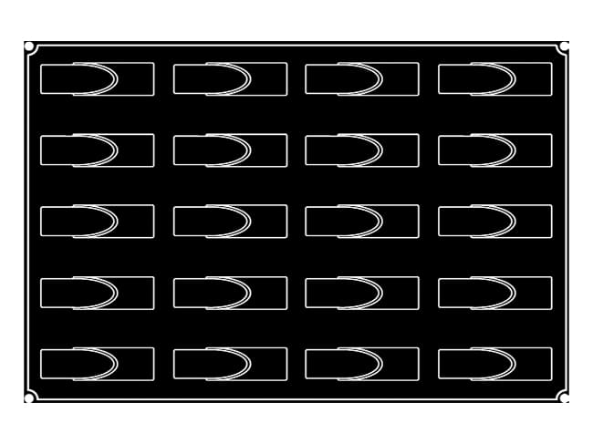 Moule silicone Pavoflex - 20 bandes rondes - 60 x 40 cm - Pavoni