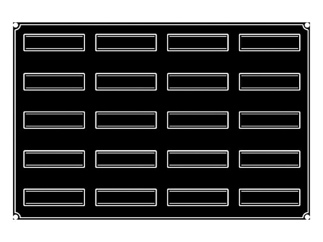 Moule silicone Pavoflex - 20 rectangles vrillés - 60 x 40 cm - Pavoni