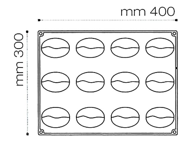 Moule silicone Pavoflex - 12 grains de café - 40 x 30 cm - Pavoni