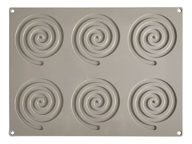 Plaque silicone rond spirale - 6 empreintes - 40 x 30 cm - Pavoni