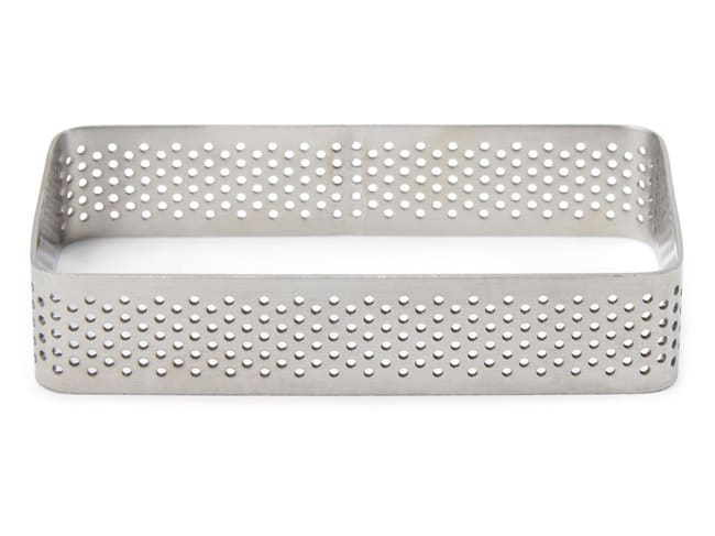 Rectangle à tarte perforé inox - Bord arrondi - 10 x 6 cm - Patisse