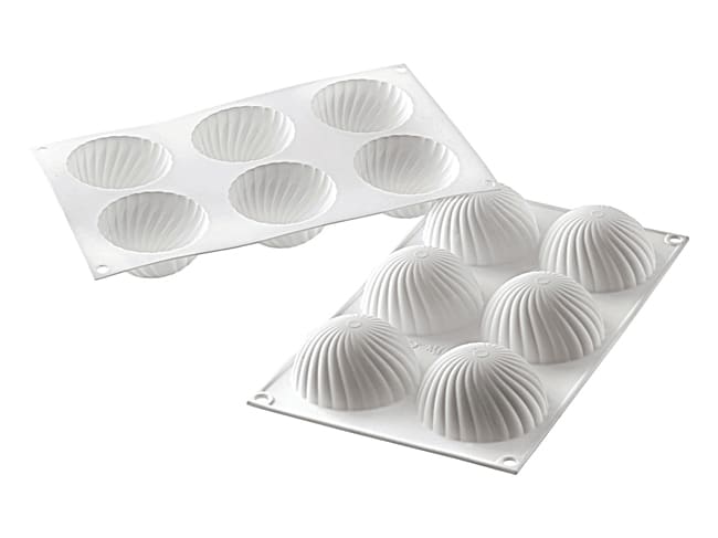 Moule silicone - 6 demi sphères vrillées Ø 7,5 cm - 30 x 17,5 cm - Silikomart