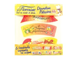 Banderole Joyeux anniversaire (x 6) - Décoration gâteau - Florensuc