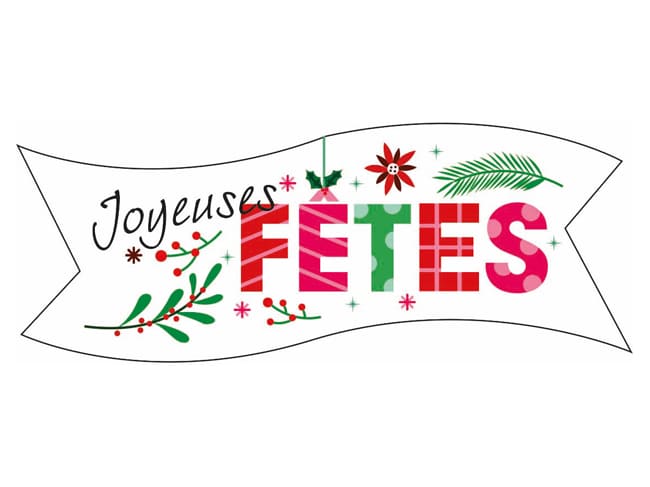 Banderole Joyeuses Fêtes en azyme (x 24) - Décoration gâteau - Florensuc