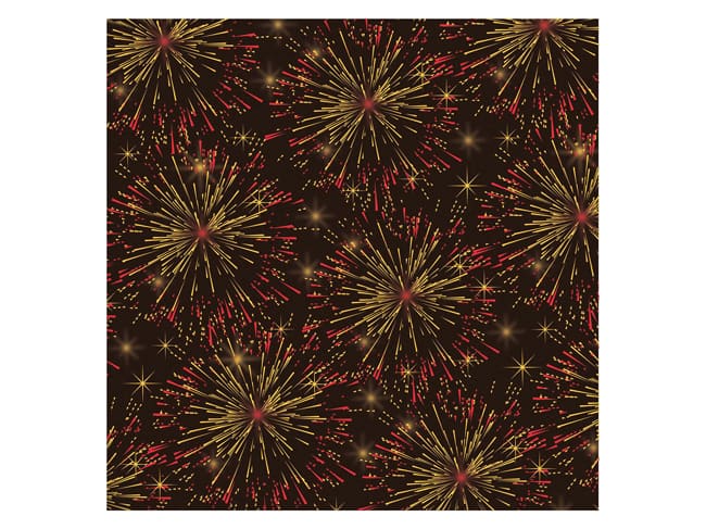 Feuille de transfert chocolat - Feu d'artifice - Lot de 3 feuilles - Florensuc