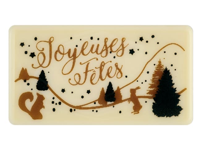 Moule thermoformé pré-imprimé - Rectangles Joyeuses Fêtes - 5,5 x 3 cm - Florensuc