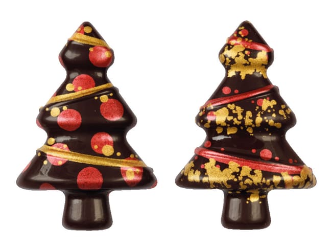 Moule thermoformé pré-imprimé - Sapin de noël décoré - 5 x 3,5 cm - Florensuc