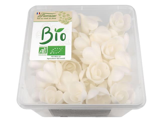 Petites roses blanches Bio (x 72) - azyme - Ø 4 cm - Florensuc