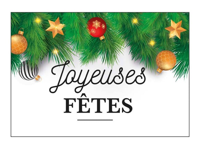 Rectangle joyeuses fêtes en azyme (x 24) - Décoration gâteau - Florensuc