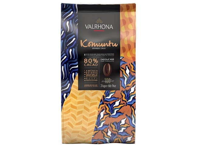 Chocolat noir Komuntu 80% - 3 kg - Valrhona