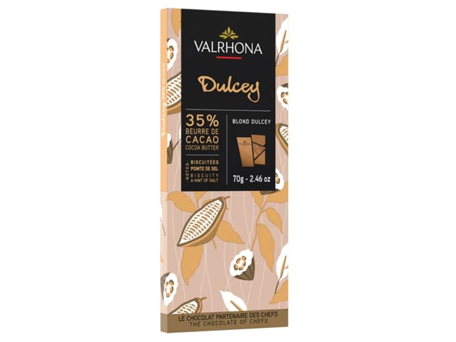 Tablette chocolat blond Dulcey 35% - 70 g - Valrhona