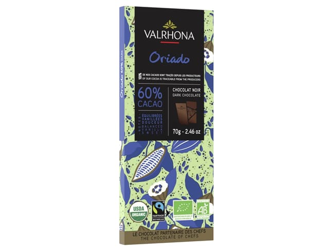 Tablette chocolat noir Bio Oriado 60% - 70 g - Valrhona