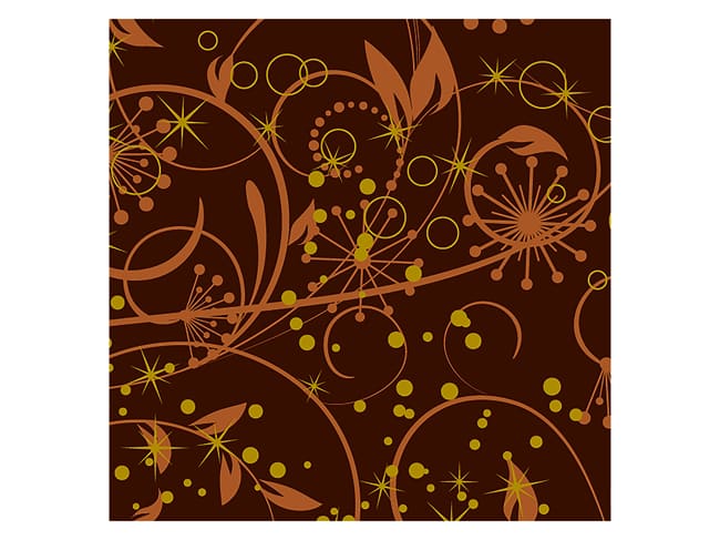 Feuille transfert chocolat - Explosion de fleurs - Lot de 5 feuilles - Valrhona