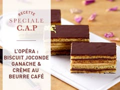 L'Opéra : biscuit Joconde, ganache et crème au beurre café, du CAP pâtissier
