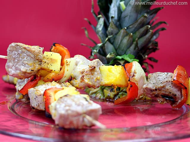 Brochettes de porc à l'ananas