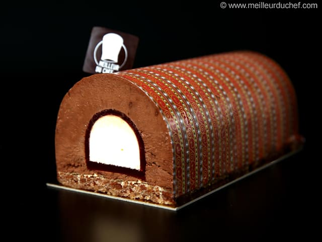 Bûche de Noël chocolat au cœur abricot