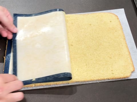 Le tapis silicone qui se trouve sur le biscuit est retiré